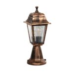 GloboStar® SOLME 203-0215 Vintage Επιδαπέδιο Φωτιστικό Φαναράκι Μονόφωτο 1 x E27 IP44 Χάλκινο & Διάφανο Πλαστικό - Μ22 x Π22 x Υ40cm - Image 2
