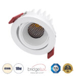 GLOBOSTAR® LEO-R 60284 Χωνευτό Κινούμενο Downlight Σποτ με Honeycomb Anti Glare Reflector LED 10W 1300lm 38° AC 220-240V IP20 Φυσικό Λευκό 4500K - Bridgelux COB Chip & TÜV SÜD Driver - Λευκό Ματ - Μ8.5 x Π8.5 x Υ6.6cm / Q7.5cm - 5 Χρόνια Εγγύηση - Image 2