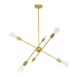 GLOBOSTAR® ZANE 00786 Μοντέρνο Φωτιστικό Οροφής με Ντουί 6 x E27 AC 220-240V IP20 - Χρυσό - Μ70 x Π70 x Υ100cm - Image 2