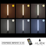 GloboStar® ALIEN-DIVA-BLACK-50-10 ALIEN Design DIVA Μοντέρνο Minimal Nordic Μεταλλικό Φωτιστικό Επιτραπέζιο - Πορτατίφ - Λαμπατέρ Μαύρο LED 10W 1500lm με Ασύρματο Χειριστήριο RF & Dimmer IP20 CCT Θερμό 2700 K έως Ψυχρό 6000K Μ3 x Π1.6 x Υ50cm - Image 3