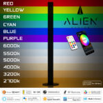 GloboStar® ALIEN-DIVA-BLACK-50-12 ALIEN Design DIVA Μοντέρνο Minimal Nordic Μεταλλικό Φωτιστικό Επιτραπέζιο - Πορτατίφ - Λαμπατέρ Μαύρο LED 10W 1500lm με Ασύρματο Χειριστήριο RF & Dimmer IP20 Πολύχρωμο RGBW + WW Smart Home Wi-Fi Μ3 x Π1.6 x Υ50cm - Image 4