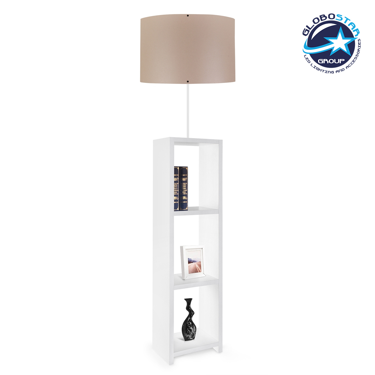 ayd_1801_1 GLOBOSTAR® WOODO 204-0052 Μοντέρνο Επιδαπέδιο Φωτιστικό με Ντουί 1 x E27 AC 220-240V IP20 - Λευκό & Μπεζ - Μ38 x Π38 x Υ150cm - Image 1