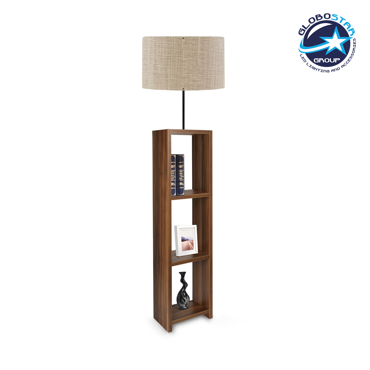 ayd_2821_1 GLOBOSTAR® WOODO 204-0051 Μοντέρνο Επιδαπέδιο Φωτιστικό με Ντουί 1 x E27 AC 220-240V IP20 - Καφέ & Μπεζ - Μ38 x Π38 x Υ150cm - Image 1