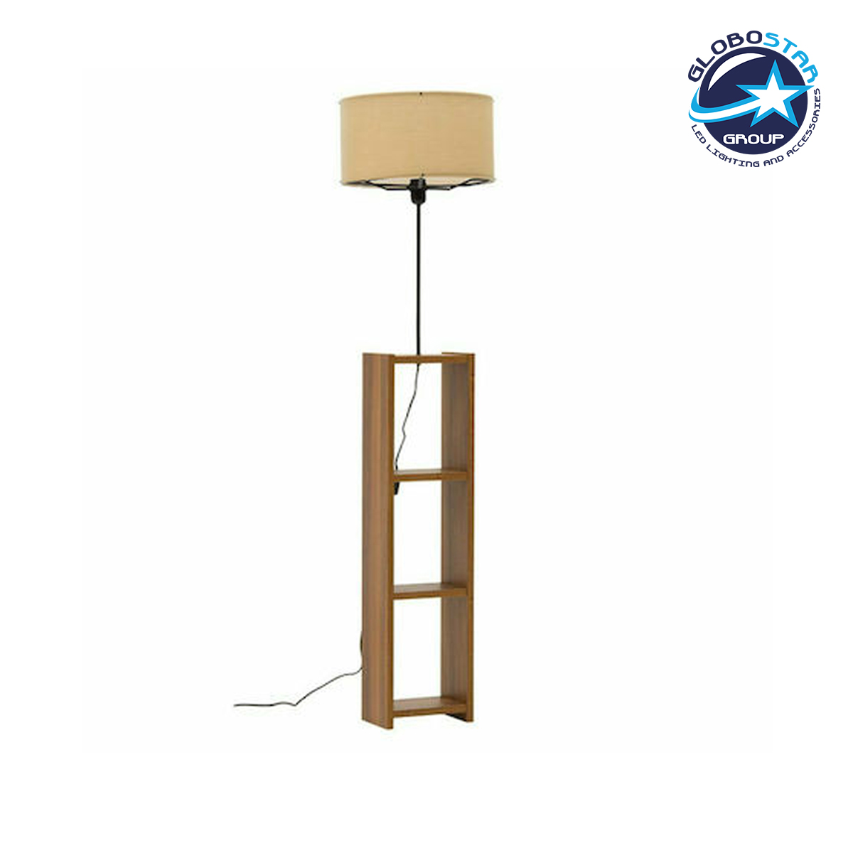 ayd_3150_1 GLOBOSTAR® WOODO 204-0050 Μοντέρνο Επιδαπέδιο Φωτιστικό με Ντουί 1 x E27 AC 220-240V IP20 - Καφέ & Μπεζ - Μ38 x Π38 x Υ150cm - Image 1