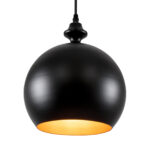 GLOBOSTAR® ROCKFORD 01287-B Μοντέρνο Κρεμαστό Φωτιστικό Οροφής με Ντουί 1 x E27 AC 220-240V IP20 - Μαύρο & Χρυσό - Μ24 x Π24 x Y27cm - Image 2