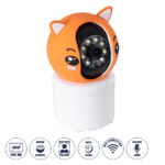 GloboStar® 86081 Επιτραπέζια Κάμερα WiFi HD 1080P 350° Διπλή Κατέυθυνση Ομιλίας & Ανιχνευτή Κίνησης - Απομακρυσμένος Έλεγχος Body Auto Tracking IP20 - Πορτοκαλί Λευκό - Φ8 x Υ13cm - 2 Χρόνια Εγγύηση - Image 2