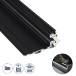 GloboStar® STAIR-PROFILE 70843-3M Προφίλ Αλουμινίου - Βάση & Ψύκτρα Ταινίας LED με Μαύρο Φιμέ Κάλυμμα - Χρήση σε Σκαλοπάτια - Πατητό Κάλυμμα - Μαύρο - 3 Μέτρα - Μ300 x Π8 x Υ3.2cm - Image 2