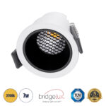 GLOBOSTAR® PLUTO-S 60247 Χωνευτό Downlight Σποτ με Honeycomb Anti Glare Reflector LED 7W 875lm 38° AC 220-240V IP20 Θερμό Λευκό 2700K - Bridgelux COB Chip & TÜV SÜD Driver - Λευκό & Μαύρο Ματ - Μ6.4 x Π6.4 x Υ4.9cm / Q5.5cm - 5 Χρόνια Εγγύηση - Image 2
