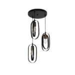 GLOBOSTAR® SPARKIO 201-0025 Vintage Κρεμαστό Φωτιστικό Οροφής με Ντουί 3 x E27 AC 220-240V IP20 - Μαύρο & Χάλκινο - Μ36 x Π36 x Υ62cm - Image 2