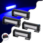 GloboStar® 85032 PRO Series ΣΕΤ 4 x Μπάρες Σήμανσης Οχήματος Αστυνομίας για Αυτοκίνητα & Φορτηγά 13 Προγραμμάτων Φωτισμού STROBE LED CREE CXB COB 36W DC 10-30V Αδιάβροχο IP65 Μπλε - Image 2