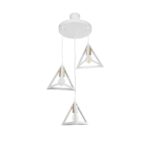GLOBOSTAR® TRIANGLE 203-0166 Μοντέρνο Κρεμαστό Φωτιστικό Οροφής με Ντουί 3 x E27 AC 220-240V IP20 - Λευκό & Χρυσό - Μ67 x Π67 x Υ50cm - Image 2