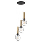 GLOBOSTAR® OLVERO 00773 Μοντέρνο Κρεμαστό Φωτιστικό Οροφής με Ντουί 3 x E27 AC 220-240V IP20 - Μαύρο & Χρυσό - Μ30 x Π30 x Y130cm - Image 2