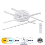 GLOBOSTAR® DRACO 61096 Μοντέρνο Φωτιστικό Οροφής LED 60W 7380lm 120° AC 220-240V IP20 Ρυθμιζόμενο Λευκό CCT με Χειριστήριο από 2700K έως 6000K Dimmable - Lumileds SMD Chip - Λευκό Ματ - Μ60 x Π60 x Υ11cm - 3 Χρόνια Εγγύηση - Image 2
