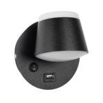 GLOBOSTAR® REGENCY 61373 Μοντέρνο Φωτιστικό Τοίχου - Απλίκα Ξενοδοχείου Reading Light με Φορτιστή USB 3A LED 8W 920lm 120° AC 220-240V IP20 Φυσικό Λευκό 4500K - Bridgelux SMD Chip & TÜV SÜD Driver - Μαύρο Ματ - Μ12 x Π12 x Υ13cm - 3 Χρόνια Εγγύηση