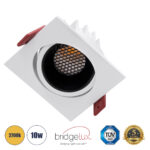 GLOBOSTAR® LEO-SQ 60289 Χωνευτό Κινούμενο Downlight Σποτ με Honeycomb Anti Glare Reflector LED 10W 1250lm 38° AC 220-240V IP20 Θερμό Λευκό 2700K - Bridgelux COB Chip & TÜV SÜD Driver - Λευκό & Μαύρο Ματ - Μ8.5 x Π8.5 x Υ6.6cm / Q7.5 x 7.5cm - 5 Χρόνια Εγγύηση - Image 2