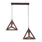 GLOBOSTAR® TRIANGLE 00613 Μοντέρνο Κρεμαστό Φωτιστικό Οροφής με Ντουί 2 x E27 AC 220-240V IP20 - Χάλκινο - Μ60 x Π22 x Y130cm - Image 2