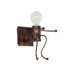 GLOBOSTAR® LITTLE MAN 01592 Μοντέρνο Φωτιστικό Τοίχου - Απλίκα με Ντουί 1 x E27 AC 220-240V IP20 - Χάλκινο - Μ12 x Π19 x Υ17cm - Image 2