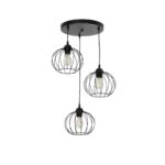 GLOBOSTAR® FLAMIA 201-0109 Vintage Κρεμαστό Φωτιστικό Οροφής με Ντουί 3 x E27 AC 220-240V IP20 - Μαύρο - Μ44 x Π44 x Υ66cm - Image 2