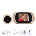 GloboStar® 86068 Επαναφορτιζόμενη Ψηφιακή Έξυπνη Camera Εξώπορτας 90° Μοιρών με Έγχρωμη Οθόνη 2.8" Inches - USB - Νυχτερινή Όραση με LED IR - Κουδούνι - Χρυσό - Image 2