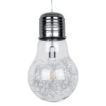 GLOBOSTAR® LAMP 01677 Μοντέρνο Κρεμαστό Φωτιστικό Οροφής με Ντουί 1 x E27 AC 220-240V IP20 - Ασημί & Διάφανο - Μ30 x Π30 x Υ52cm - Image 2