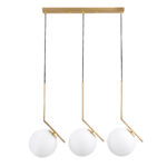 GLOBOSTAR® MONROE 00955 Μοντέρνο Κρεμαστό Φωτιστικό Οροφής με Ντουί 3 x E27 AC 220-240V IP20 - Χρυσό & Λευκό - Μ74 x Π25 x Υ50cm - Image 2