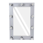 GloboStar® MAKEUP MIRROR-60x90-3 Μοντέρνος Καθρέπτης Μακιγιάζ με Πλαίσιο Φυσικού Ξύλου με Διακόπτη On/Off 10 x E27 AC220-240V - Μ60 x Π7 x Υ90cm - Γκρι Τσιμέντου - Image 3