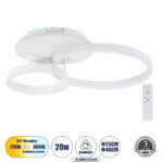 GLOBOSTAR® VENOM 61121 Μοντέρνο Φωτιστικό Οροφής LED 67W 8107lm 360° AC 220-240V IP20 Ρυθμιζόμενο Λευκό CCT με Χειριστήριο από 2700K έως 6000K Dimmable - Lumileds SMD Chip - Λευκό Ματ - Μ60 x Π40 x Υ12.5cm - 3 Χρόνια Εγγύηση - Image 2