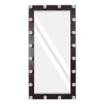 GloboStar® MAKEUP MIRROR-160x80-2 Μοντέρνος Καθρέπτης Μακιγιάζ με Πλαίσιο Φυσικού Ξύλου με Διακόπτη On/Off 20 x E27 AC220-240V - Μ80 x Π7 x Υ160cm - Καφέ Wenge - Image 3