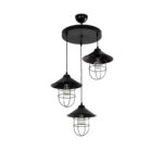 GLOBOSTAR® BLAZEO 203-0097 Vintage Κρεμαστό Φωτιστικό Οροφής με Ντουί 3 x E27 AC 220-240V IP20 - Μαύρο - Μ45 x Π45 x Υ45cm - Image 2