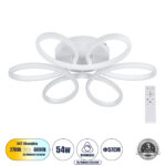 GLOBOSTAR® MARGARET 61401 Μοντέρνο Φωτιστικό Οροφής LED 54W 6210lm 360° AC 220-240V IP20 Ρυθμιζόμενο Λευκό CCT με Χειριστήριο από 2700K έως 6000K Dimmable - Lumileds SMD Chip - Λευκό Ματ - Μ57 x Π57 x Υ12cm - 3 Χρόνια Εγγύηση - Image 2