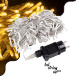 85836 Διακοσμητική Γιρλάντα 23 Μέτρα με Controller 8 Προγραμμάτων Εναλλαγών Φωτισμού - Επεκτεινόμενη 200 LED 3.6W AC 230V με Διάφανο Καλώδιο & Πρίζα Schuko Αδιάβροχη IP44 Θερμό Λευκό 3000K Μ23m - Image 2