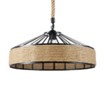 GLOBOSTAR® SAHARA 01147 Vintage Κρεμαστό Φωτιστικό Οροφής με Ντουί 1 x E27 AC 220-240V IP20 - Μαύρο & Μπεζ - Μ50 x Π50 x Υ32cm - Image 2