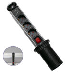 GLOBOSTAR® POWERFOLD 79630 Χωνευτό Πτυσσόμενο Πολύπριζο 5 Θέσεων με 2 x Πρίζες DC 5V USB 3.0 & 3 x EU Schuko Πρίζες Ασφαλείας Childproof AC 220-240V 3000W/13A Max Load με Διακόπτη On/Off IP20 - Μαύρο & Γκρι - Μ8 x Π8 x Υ33cm - Image 2