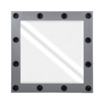 GloboStar® MAKEUP MIRROR-80x80-6 Μοντέρνος Καθρέπτης Μακιγιάζ με Πλαίσιο Φυσικού Ξύλου με Διακόπτη On/Off 12 x E27 AC220-240V - Μ80 x Π7 x Υ80cm - Γκρι Ανθρακί - Image 4