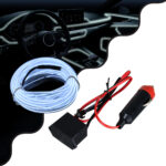 GloboStar® 82200 TUBE 360° Degree Διακοσμητική EL-Wire Neon Αυτοκινήτου Κορδόνι ΣΕΤ 3m 1W/3m 30lm/m 360° DC 12V με Βύσμα Αναπτήρα Αυτοκινήτου Αδιάβροχη IP68 Ψυχρό Λευκό 6000K - Image 2