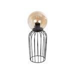 GLOBOSTAR® ZENITH 201-0094 Vintage Επιτραπέζιο Φωτιστικό Πορτατίφ με Ντουί 1 x E27 AC 220-240V IP20 - Μαύρο & Μελί - Μ15 x Π15 x Υ40cm - Image 2