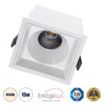 GLOBOSTAR® PLUTO-B 60278 Χωνευτό Downlight Σποτ με Honeycomb Anti Glare Reflector LED 15W 1950lm 38° AC 220-240V IP20 Φυσικό Λευκό 4500K - Bridgelux COB Chip & TÜV SÜD Driver - Λευκό Ματ - Μ10.4 x Π10.4 x Υ6.5cm / Q9.5 x 9.5cm - 5 Χρόνια Εγγύηση - Image 2