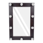 GloboStar® MAKEUP MIRROR-60x90-2 Μοντέρνος Καθρέπτης Μακιγιάζ με Πλαίσιο Φυσικού Ξύλου με Διακόπτη On/Off 10 x E27 AC220-240V - Μ60 x Π7 x Υ90cm - Καφέ Wenge - Image 3