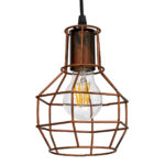 GLOBOSTAR® CAGE 00866 Vintage Κρεμαστό Φωτιστικό Οροφής με Ντουί 1 x E27 AC 220-240V IP20 - Χάλκινο - Μ15 x Π15 x Υ22cm - Image 2