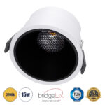GLOBOSTAR® PLUTO-B 60259 Χωνευτό Downlight Σποτ με Honeycomb Anti Glare Reflector LED 15W 1875lm 38° AC 220-240V IP20 Θερμό Λευκό 2700K - Bridgelux COB Chip & TÜV SÜD Driver - Λευκό & Μαύρο Ματ - Μ10.4 x Π10.4 x Υ6.5cm / Q9.5cm - 5 Χρόνια Εγγύηση - Image 2