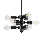 GLOBOSTAR® DELIR 01035 Μοντέρνο Φωτιστικό Οροφής με Ντουί 9 x E27 AC 220-240V IP20 - Μαύρο - Μ24 x Π24 x Υ23cm - Image 2