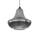 GLOBOSTAR® VERRE 206-0021 Μοντέρνο Κρεμαστό Φωτιστικό Οροφής με Ντουί 1 x E27 AC 220-240V IP20 - Μαύρο Φιμέ - Μ38 x Π38 x Υ34cm - Image 2