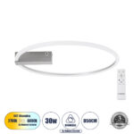 GLOBOSTAR® CINDERELLA 60983 Μοντέρνο Φωτιστικό Οροφής LED 30W 3360lm 360° AC 220-240V IP20 Ρυθμιζόμενο Λευκό CCT με Χειριστήριο από 2700K έως 6000K Dimmable - Lumileds SMD Chip - Νίκελ Βούρτσας - Μ50 x Π50 x Υ5cm - 3 Χρόνια Εγγύηση - Image 2
