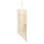 GloboStar® 36203 TUNISIA Boho Καπέλο Φωτιστικού- Μακραμέ Πλεκτό Χειροποίητο Μπεζ Βαμβακερό Νήμα - Μ30 x Π30  x Υ120cm - Image 2