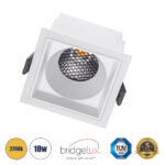 GLOBOSTAR® PLUTO-M 60273 Χωνευτό Downlight Σποτ με Honeycomb Anti Glare Reflector LED 10W 1250lm 38° AC 220-240V IP20 Θερμό Λευκό 2700K - Bridgelux COB Chip & TÜV SÜD Driver - Λευκό Ματ - Μ8.4 x Π8.4 x Υ5.9cm / Q7.5 x 7.5cm - 5 Χρόνια Εγγύηση - Image 2