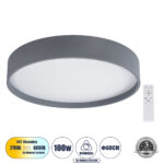 GLOBOSTAR® NARNIA 61260 Μοντέρνο Φωτιστικό Οροφής LED 100W 11500lm 120° AC 220-240V IP20 Ρυθμιζόμενο Λευκό CCT με Χειριστήριο από 2700K έως 6000K Dimmable - Lumileds SMD Chip - Γκρι Ματ - Μ60 x Π60 x Υ10cm - 3 Χρόνια Εγγύηση - Image 2