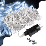 85840 Διακοσμητική Γιρλάντα 33 Μέτρα με Controller 8 Προγραμμάτων Εναλλαγών Φωτισμού - Επεκτεινόμενη 300 LED 3.6W AC 230V με Διάφανο Καλώδιο & Πρίζα Schuko Αδιάβροχη IP44 Ψυχρό Λευκό 6000K Μ33m - Image 2