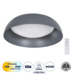 GLOBOSTAR® ANATOLIA 61262 Μοντέρνο Φωτιστικό Οροφής LED 60W 6900lm 120° AC 220-240V IP20 Ρυθμιζόμενο Λευκό CCT με Χειριστήριο από 2700K έως 6000K Dimmable - Lumileds SMD Chip - Γκρι - Μ43 x Π43 x Υ11cm - 3 Χρόνια Εγγύηση - Image 2