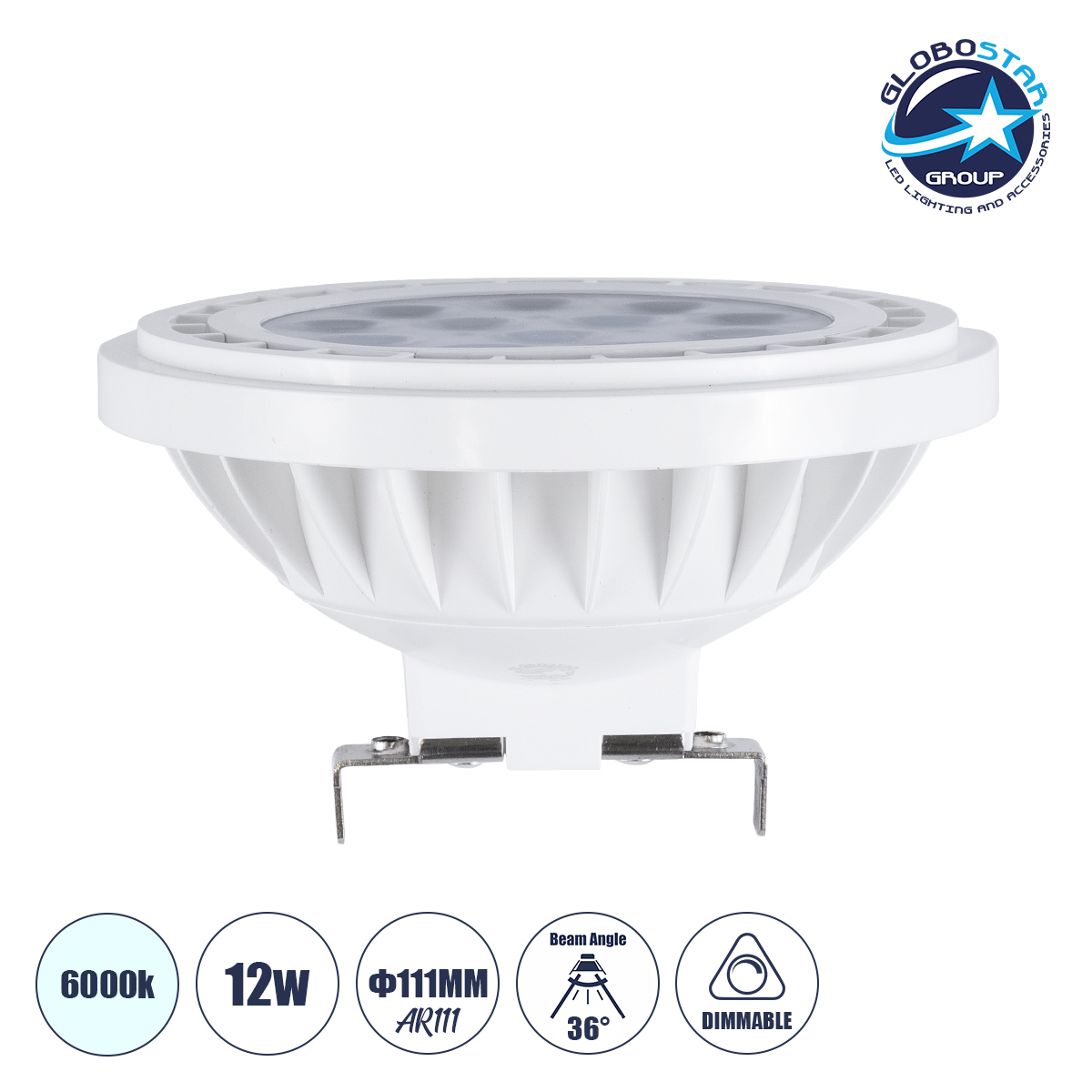 d4a47c_115610_1 GloboStar® S-40001 Σποτ LED G53 AR111 12W 1200lm 36° AC 220-240V IP20 Φ11 x Υ7cm Ψυχρό Λευκό 6000K Dimmable - 1 Χρόνο Εγγύηση - Image 1