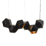 GLOBOSTAR® WELLES REPLICA 00797 Μοντέρνο Κρεμαστό Φωτιστικό Οροφής με Ντουί 6 x E14 AC 220-240V IP20 - Μαύρο & Χρυσό - Μ98 x Π32 x Υ30cm - Image 2